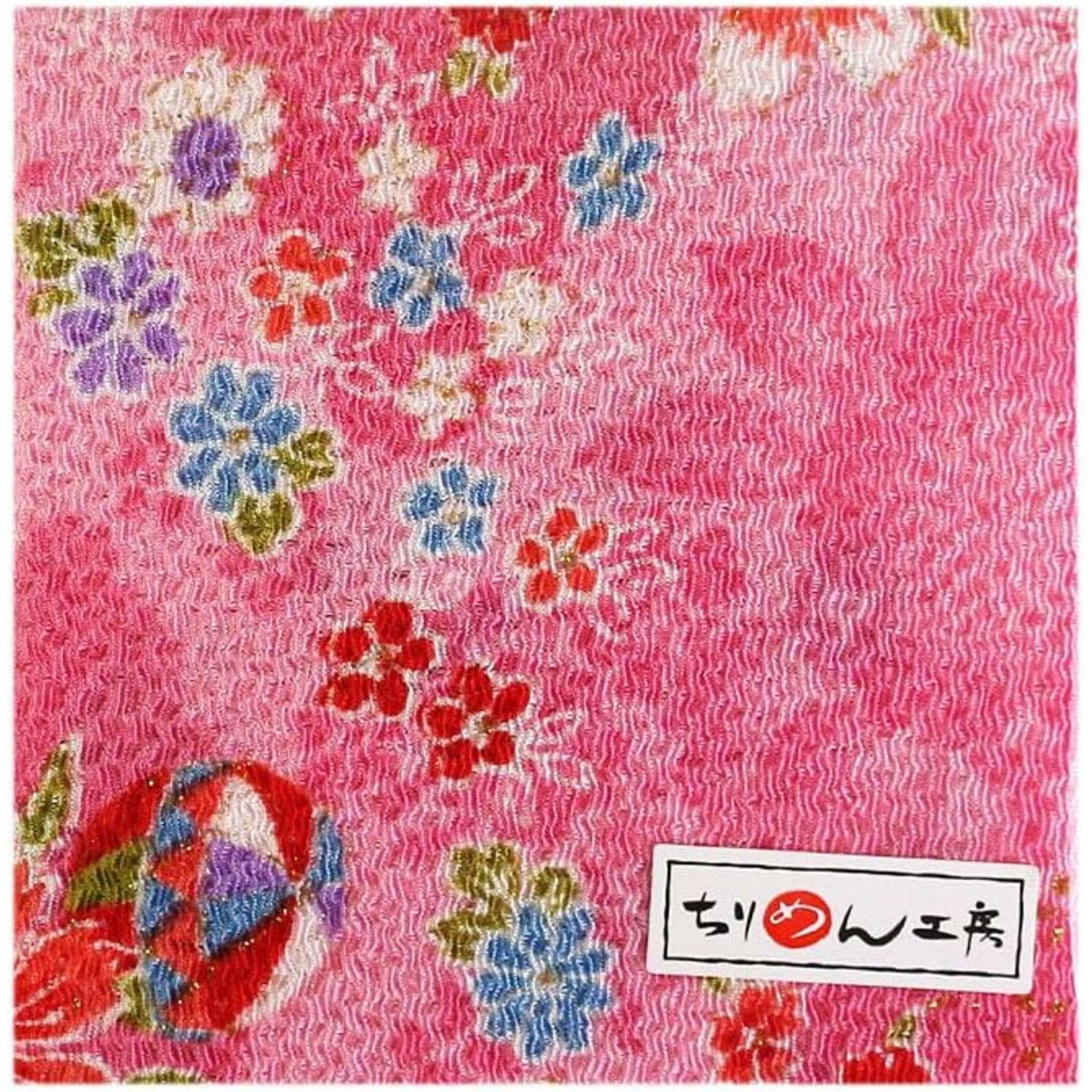 日本紐釦貿易 ちりめんカット 金彩 約23×33cm 手鞠柄 桃色 GH41-03 (ご注文単位1枚)【直送品】