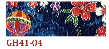 日本紐釦貿易 ちりめんカット 金彩 約23×33cm 手鞠柄 紺 GH41-04 （ご注文単位1枚）【直送品】