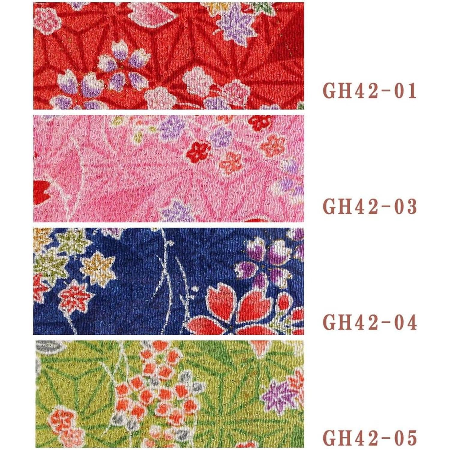 日本紐釦貿易 ちりめんカット 金彩 約23×33cm 花柄 赤 GH42-01 （ご注文単位1枚）【直送品】