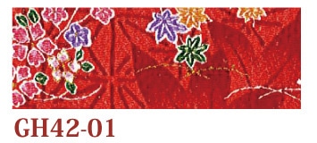 日本紐釦貿易 ちりめんカット 金彩 約23×33cm 花柄 赤 GH42-01 （ご注文単位1枚）【直送品】