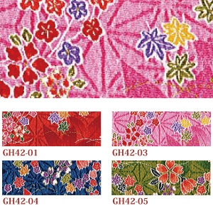 日本紐釦貿易 ちりめんカット 金彩 約23×33cm 花柄 赤 GH42-01 （ご注文単位1枚）【直送品】