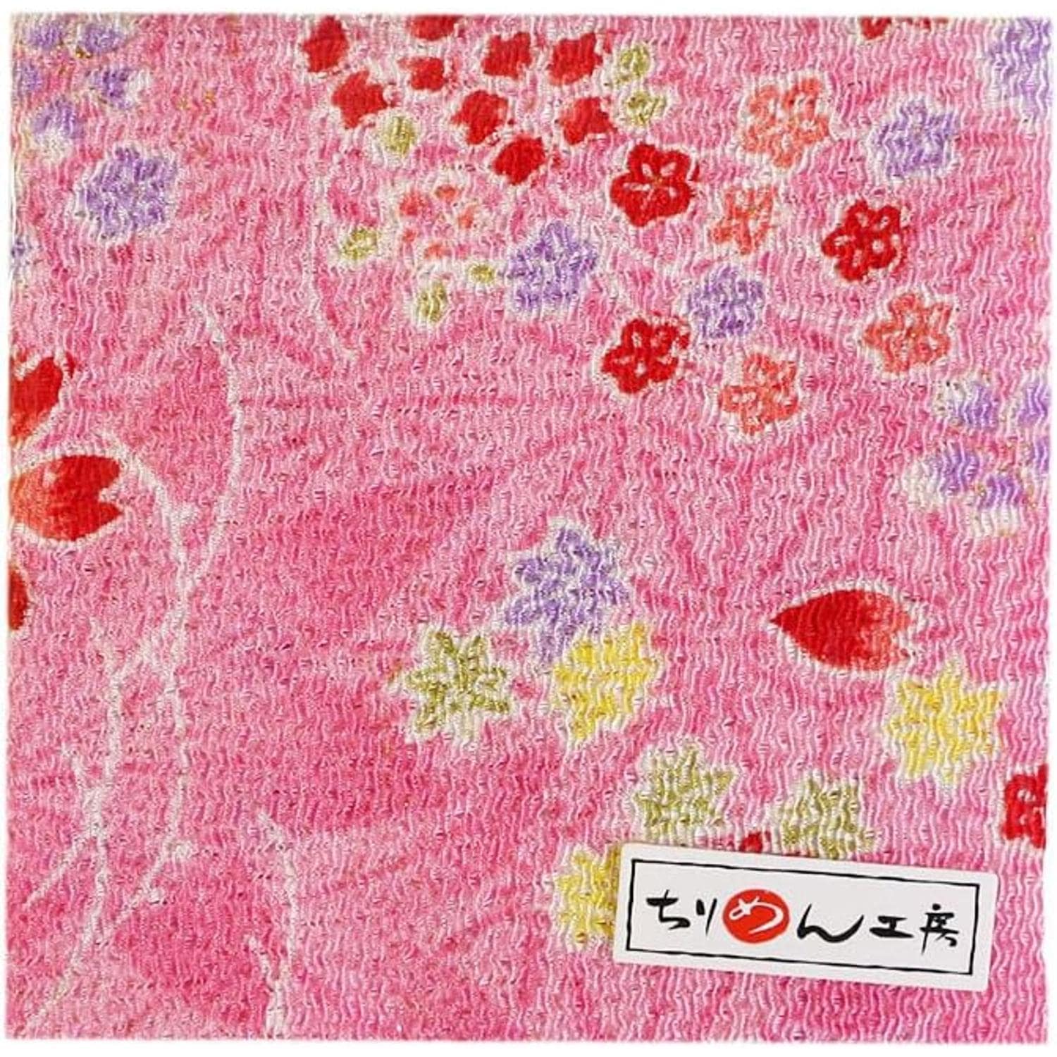 日本紐釦貿易 ちりめんカット 金彩 約23×33cm 花柄 桃色 GH42-03 （ご注文単位1枚）【直送品】