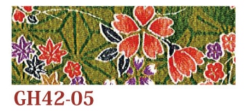 日本紐釦貿易 ちりめんカット 金彩 約23×33cm 花柄 黄緑 GH42-05 （ご注文単位1枚）【直送品】