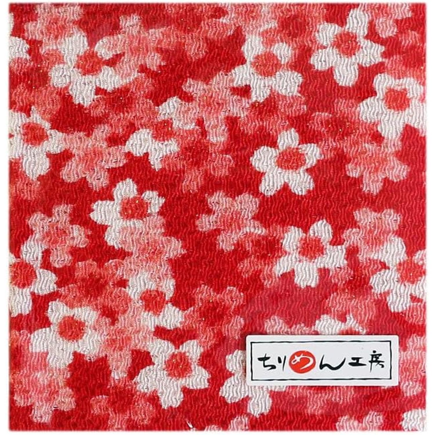 日本紐釦貿易 ちりめんカット 金彩 約23×33cm 桜柄 赤 GH47-01 (ご注文単位1枚)【直送品】