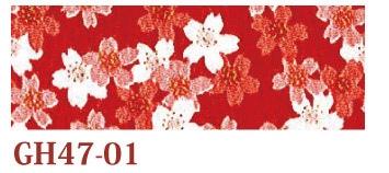 日本紐釦貿易 ちりめんカット 金彩 約23×33cm 桜柄 赤 GH47-01 (ご注文単位1枚)【直送品】