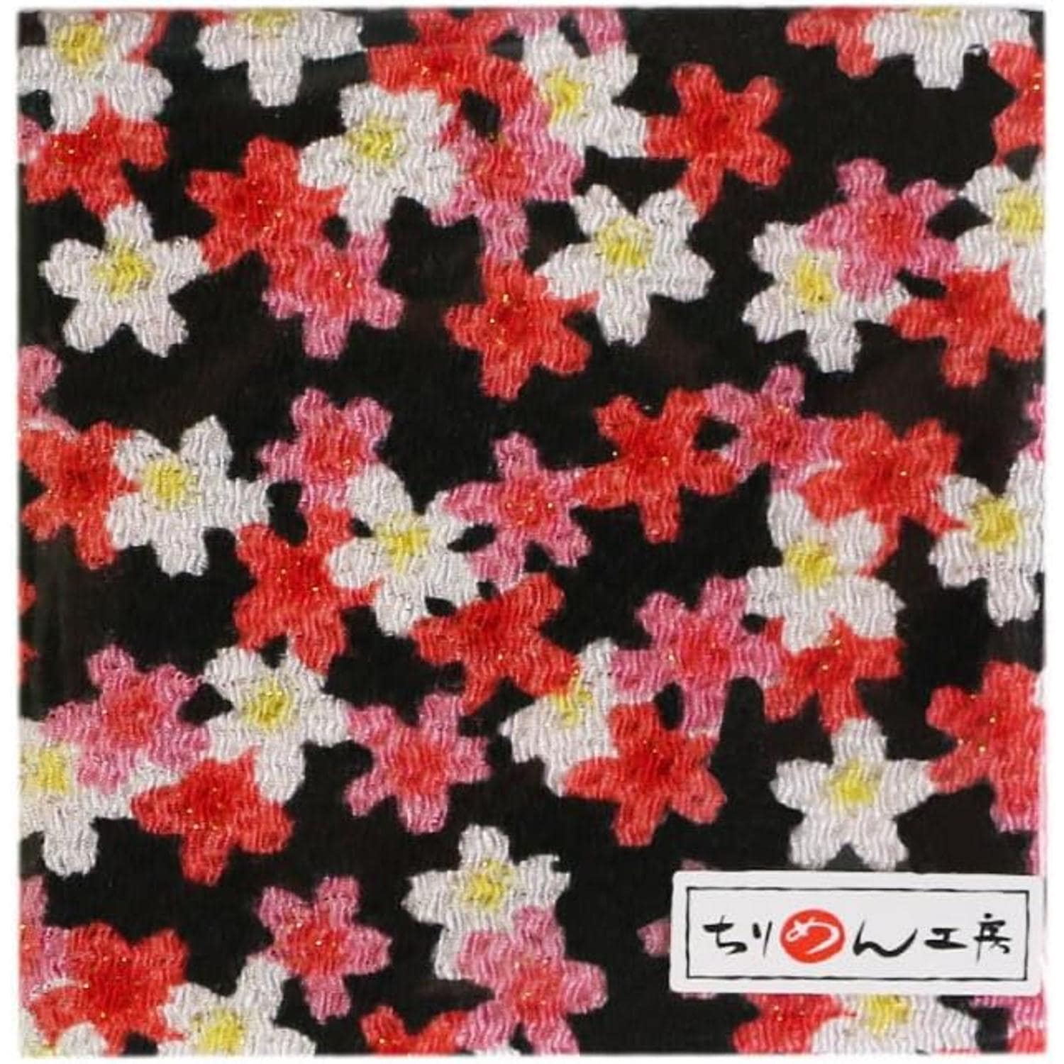 日本紐釦貿易 ちりめんカット 金彩 約23×33cm 桜柄 黒 GH47-06 （ご注文単位1枚）【直送品】