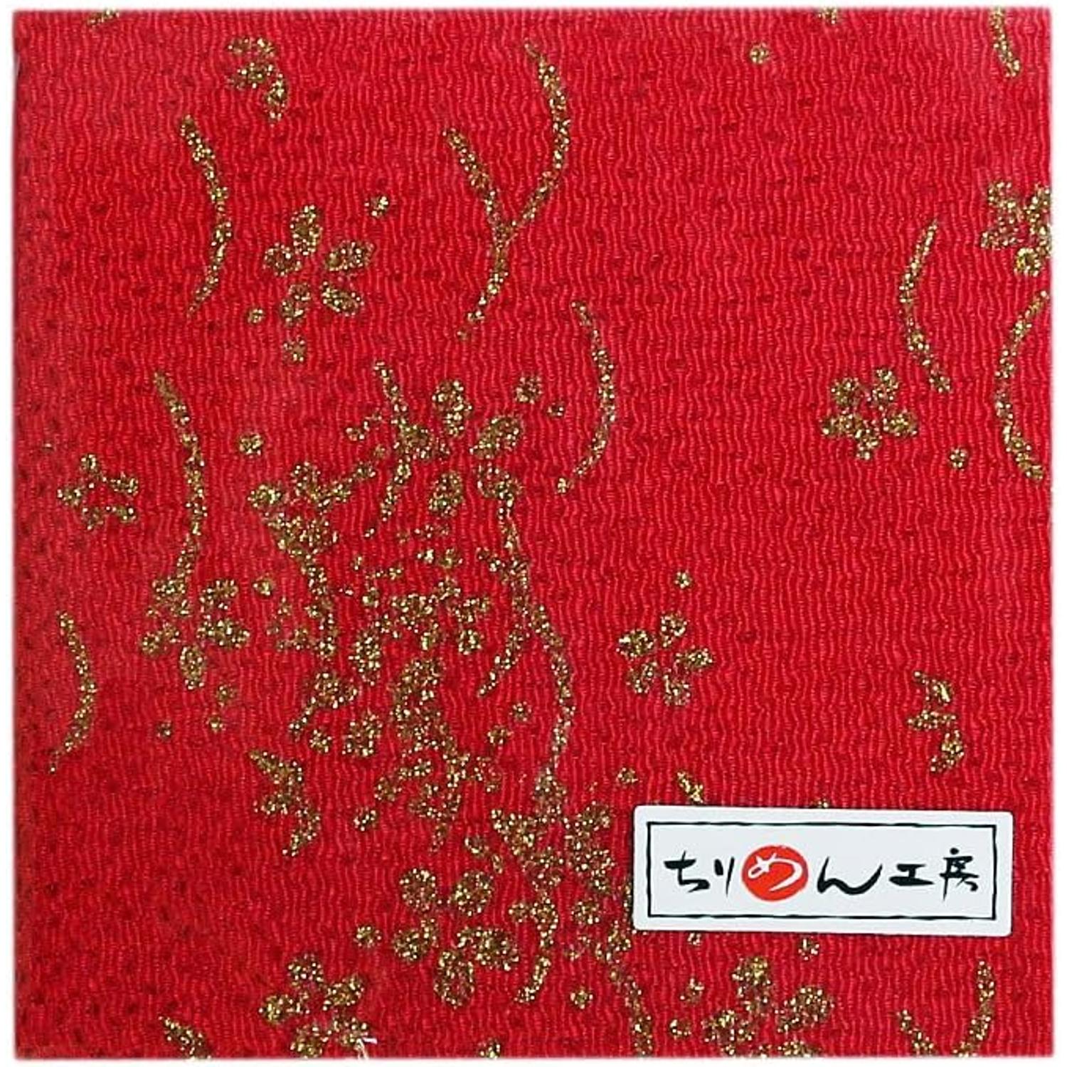 日本紐釦貿易 ちりめんカット 金彩 約23×33cm 花柄 赤 GN24-01 （ご注文単位1枚）【直送品】