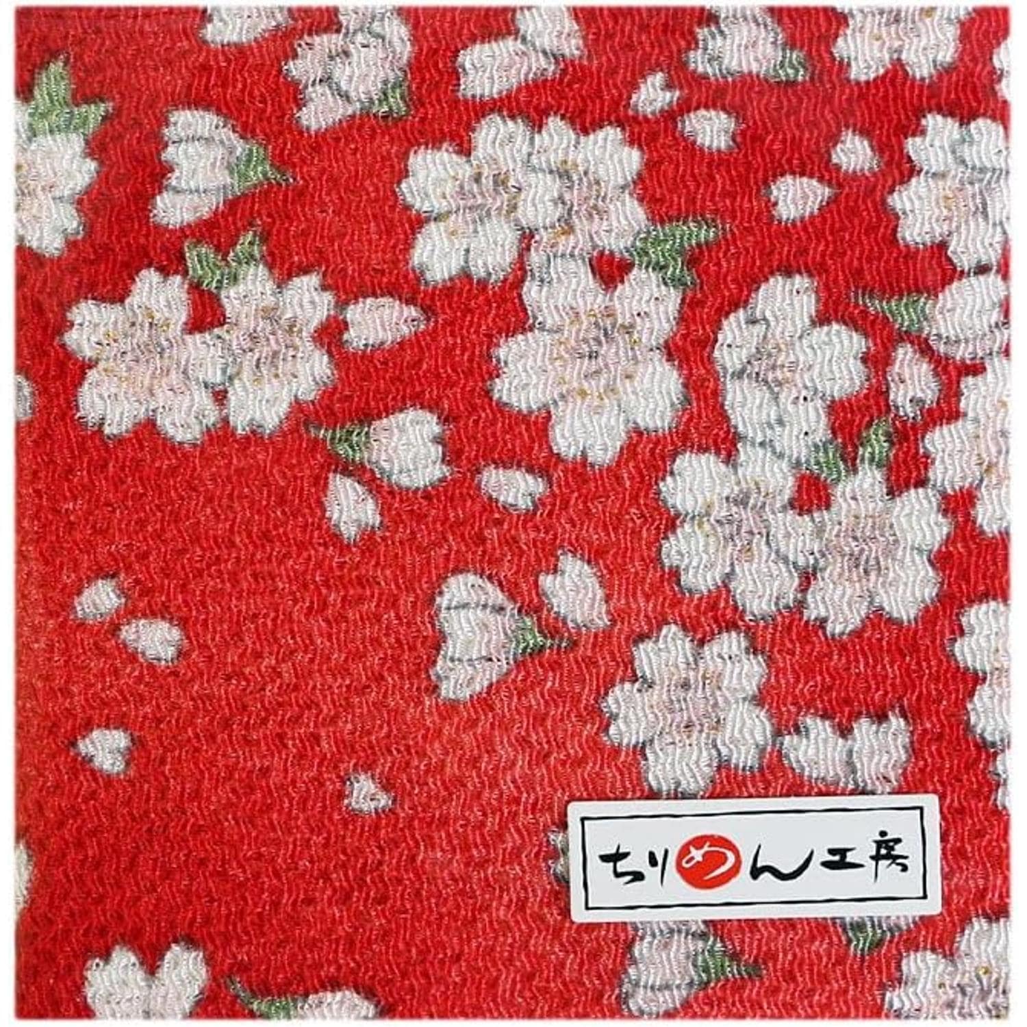 日本紐釦貿易 ちりめんカット 金彩 約23×33cm 桜柄 赤 GH56-01 (ご注文単位1枚)【直送品】