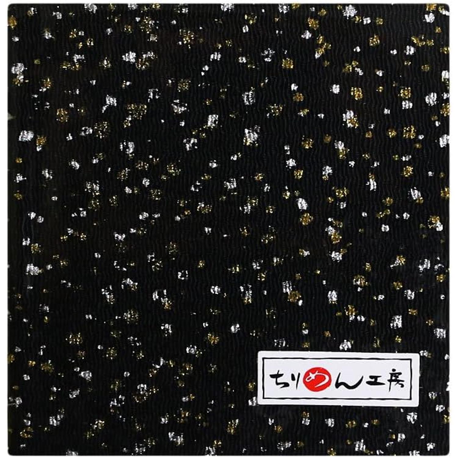 日本紐釦貿易 ちりめんカット 金彩 約23×33cm 黒 GSF-17 (ご注文単位1枚)【直送品】