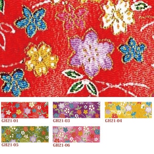 日本紐釦貿易 ちりめんカット 金彩 約23×33cm 花柄 黄色 GH21-04 （ご注文単位1枚）【直送品】