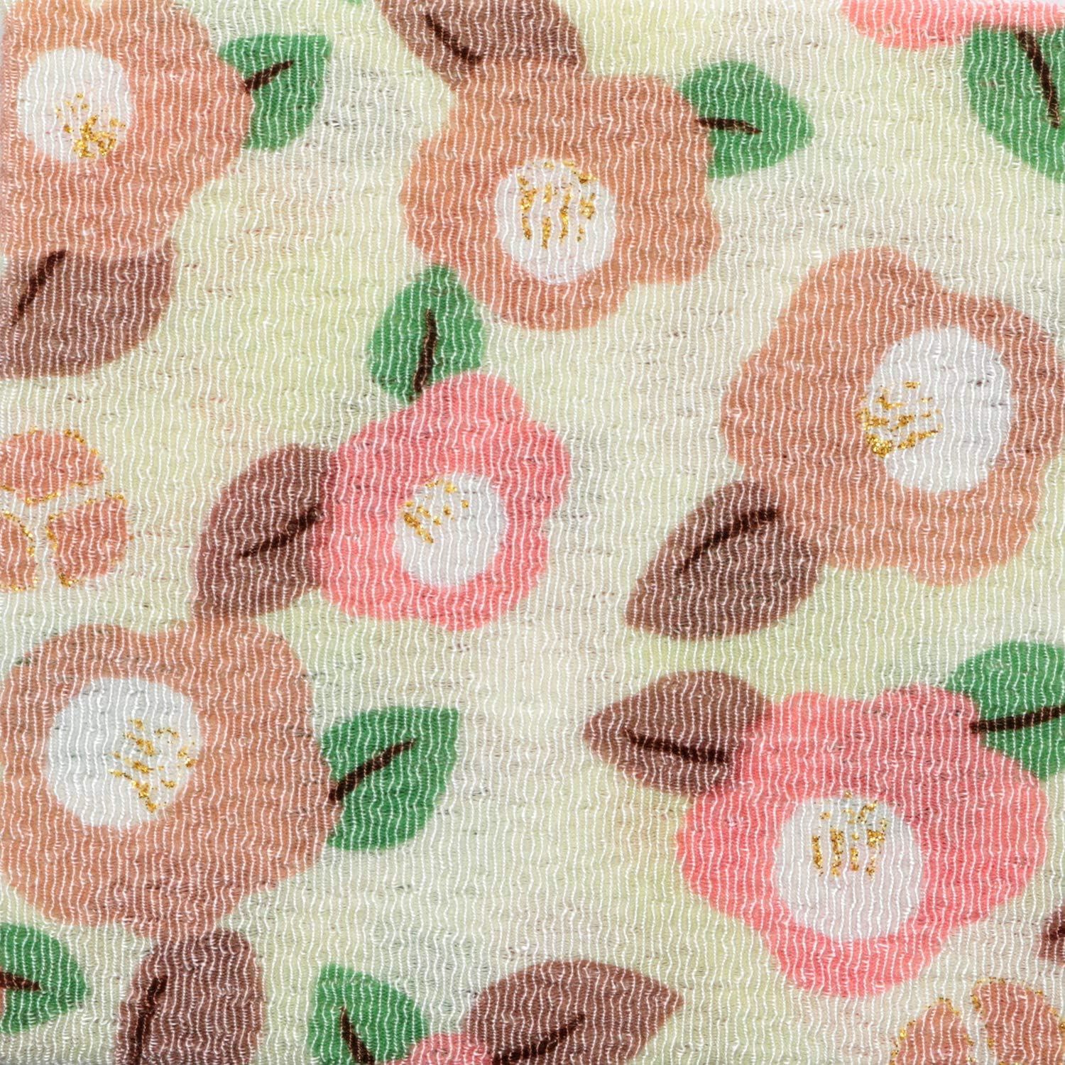 日本紐釦貿易 ちりめんカット 金彩 約23×33cm 椿柄 素色 GH52-03 （ご注文単位1枚）【直送品】