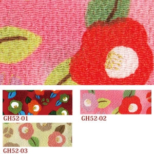 日本紐釦貿易 ちりめんカット 金彩 約23×33cm 椿柄 素色 GH52-03 （ご注文単位1枚）【直送品】
