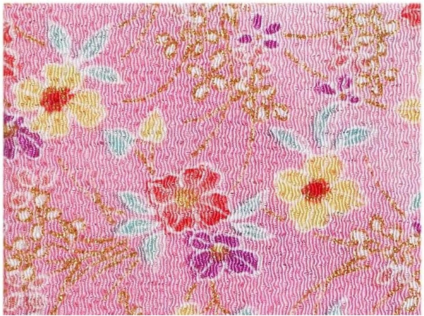 日本紐釦貿易 ちりめんカット 金彩 約23×33cm 花柄 桃色 GN45-01 (ご注文単位1枚)【直送品】
