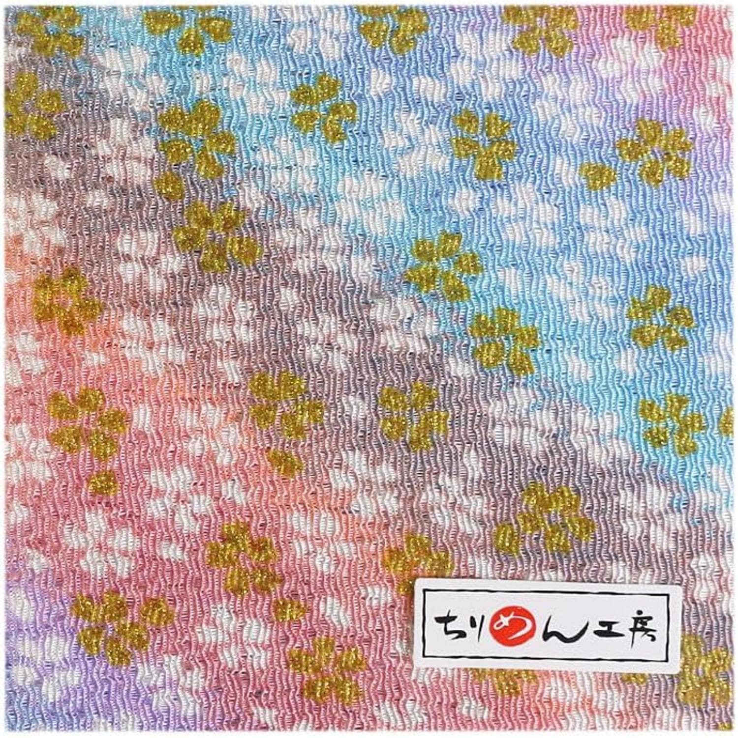 日本紐釦貿易 ちりめんカット 金彩 約23×33cm 桜柄 グラデーション青 GMK18-01 (ご注文単位1枚)【直送品】