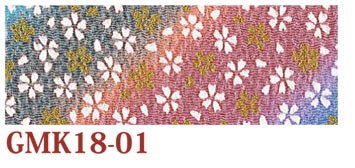 日本紐釦貿易 ちりめんカット 金彩 約23×33cm 桜柄 グラデーション青 GMK18-01 (ご注文単位1枚)【直送品】