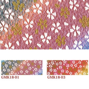 日本紐釦貿易 ちりめんカット 金彩 約23×33cm 桜柄 グラデーション青 GMK18-01 (ご注文単位1枚)【直送品】