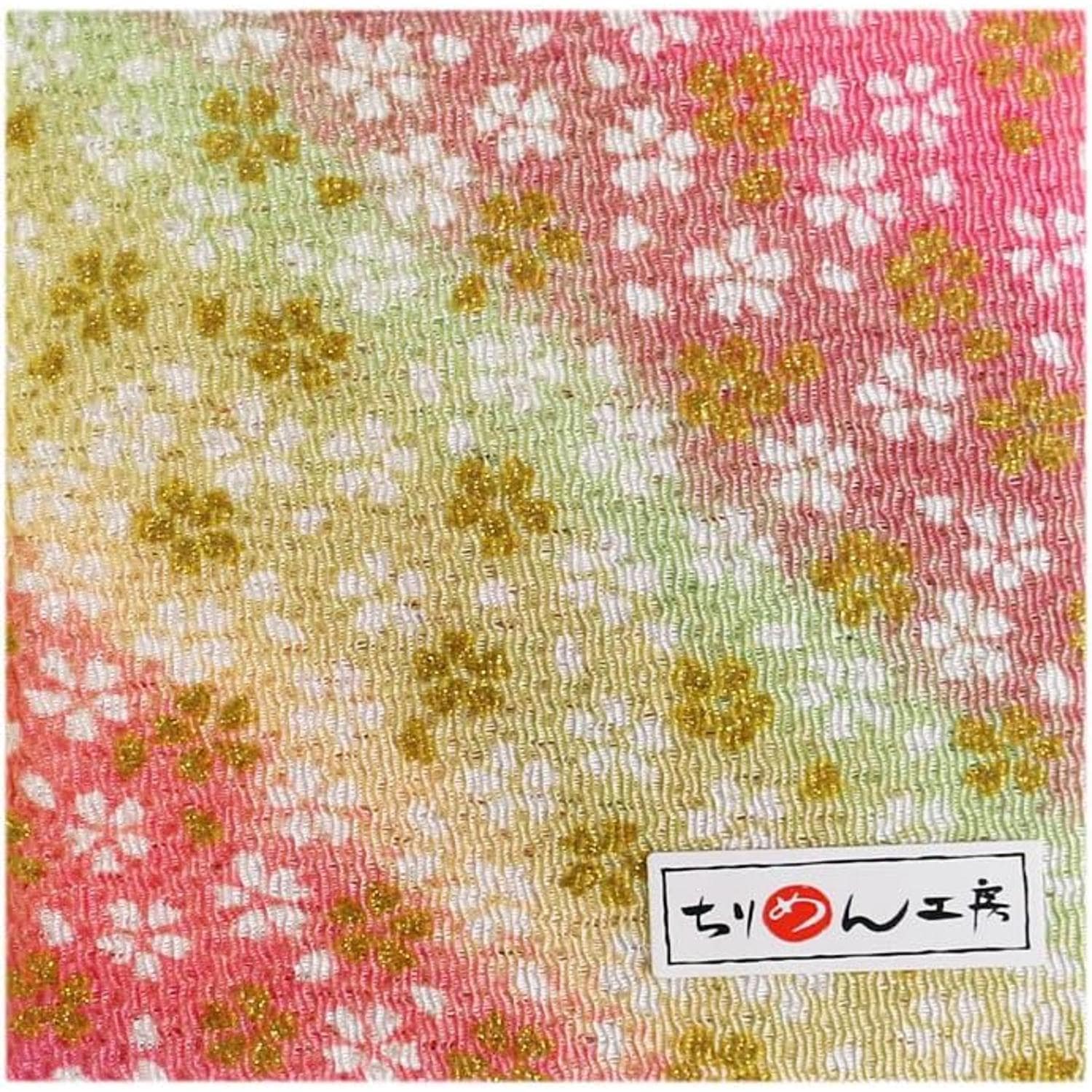 日本紐釦貿易 ちりめんカット 金彩 約23×33cm 桜柄 グラデーション 桃色 GMK18-03 （ご注文単位1枚）【直送品】
