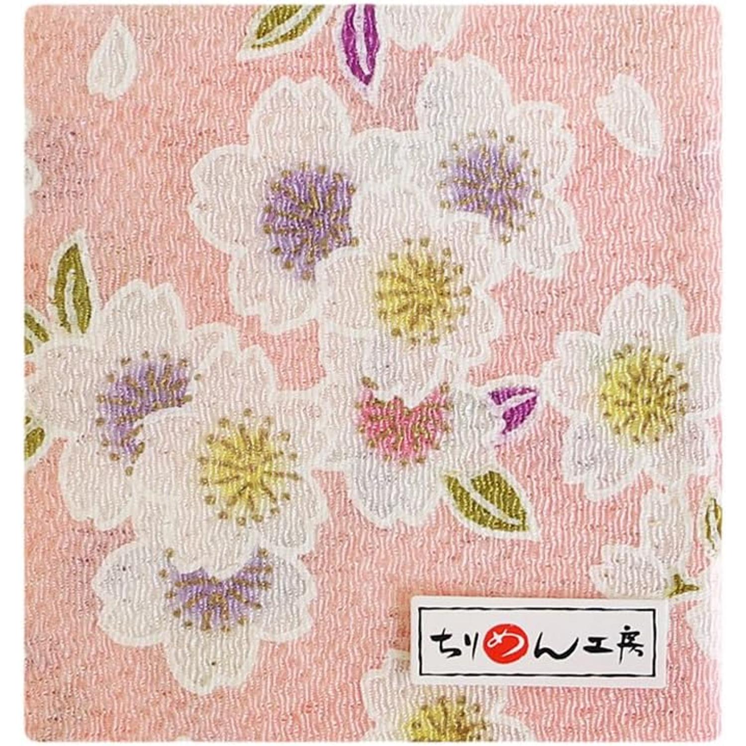 日本紐釦貿易 ちりめんカット 金彩 約23×33cm 桜柄 薄ピンク GH24-04 （ご注文単位1枚）【直送品】