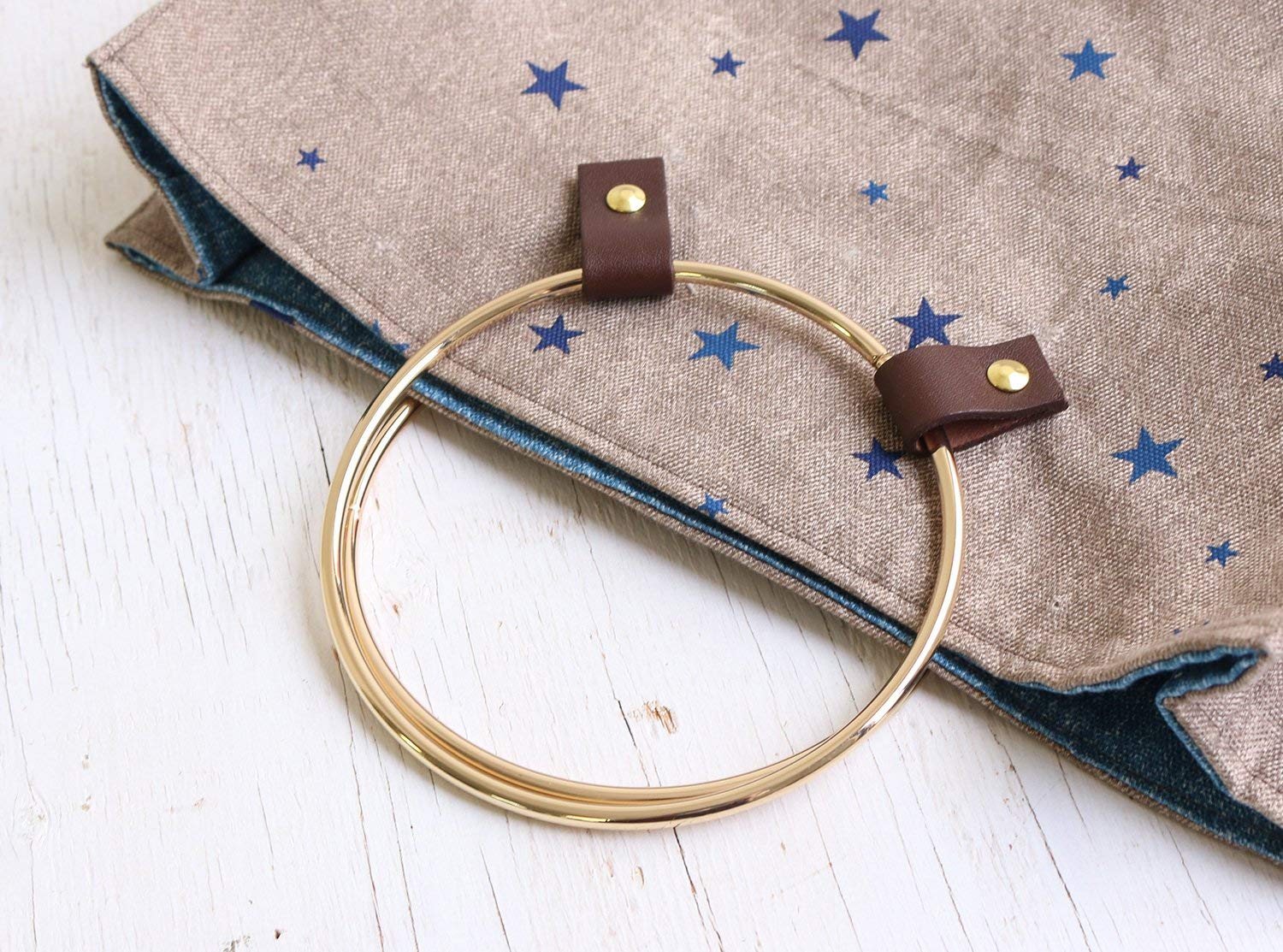 日本紐釦貿易 O型 金属持ち手 リングハンドル アンティークゴールド 内径10cm 2本1組 SGM-RING100-AG (ご注文単位1組)【直送品】