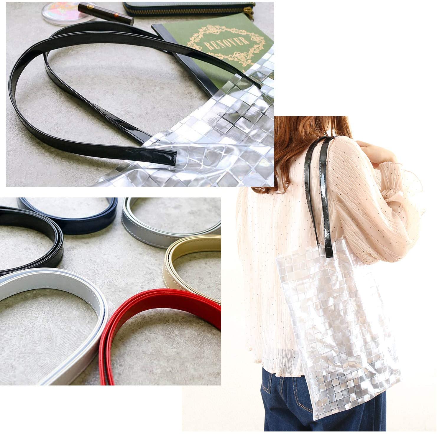 日本紐釦貿易 PVCハンドル 全長58cm×幅17mm メタリックピンク LGH30-MP (ご注文単位1組)【直送品】