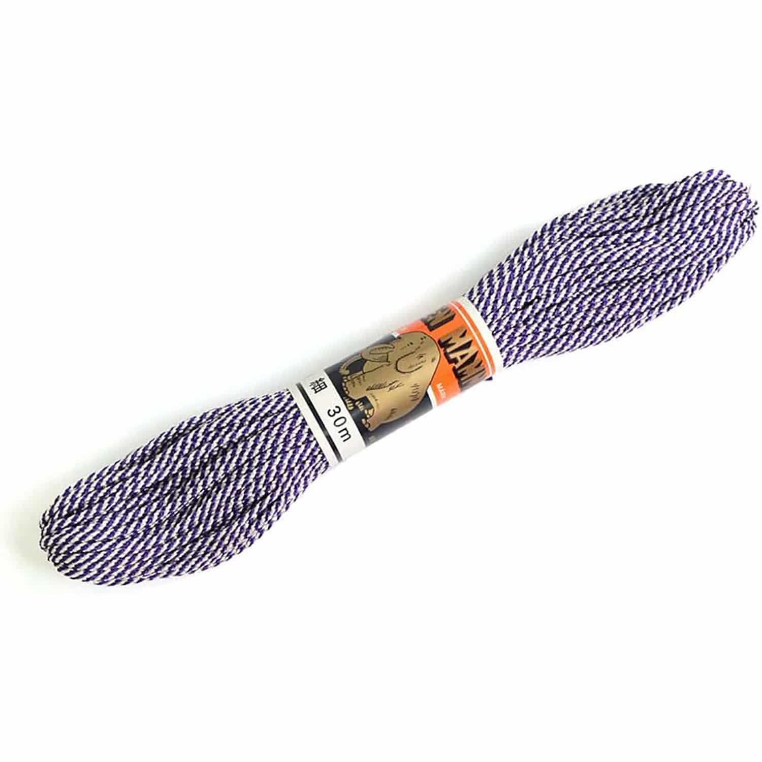 日本紐釦貿易 江戸打ち紐 細 30m巻き 紫×白 EDH-31-30M (ご注文単位1巻)【直送品】