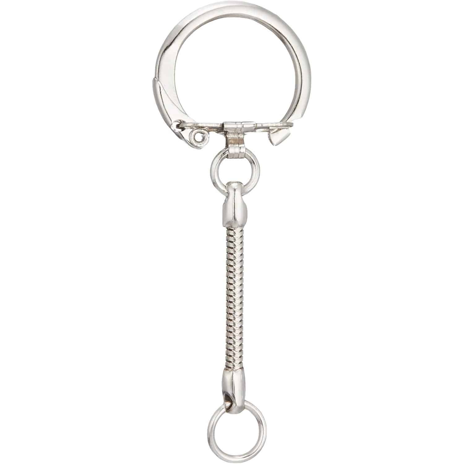 日本紐釦貿易 キーホルダー金具スネークタイプ 20個入り 全長6cm シルバー KD8 (ご注文単位1束)【直送品】