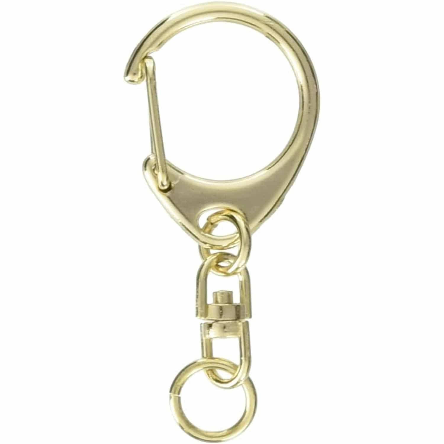 日本紐釦貿易 回転カン付きワンタッチキーホルダー金具 10個入り 全長5.5cm ゴールド KD9 (ご注文単位1束)【直送品】