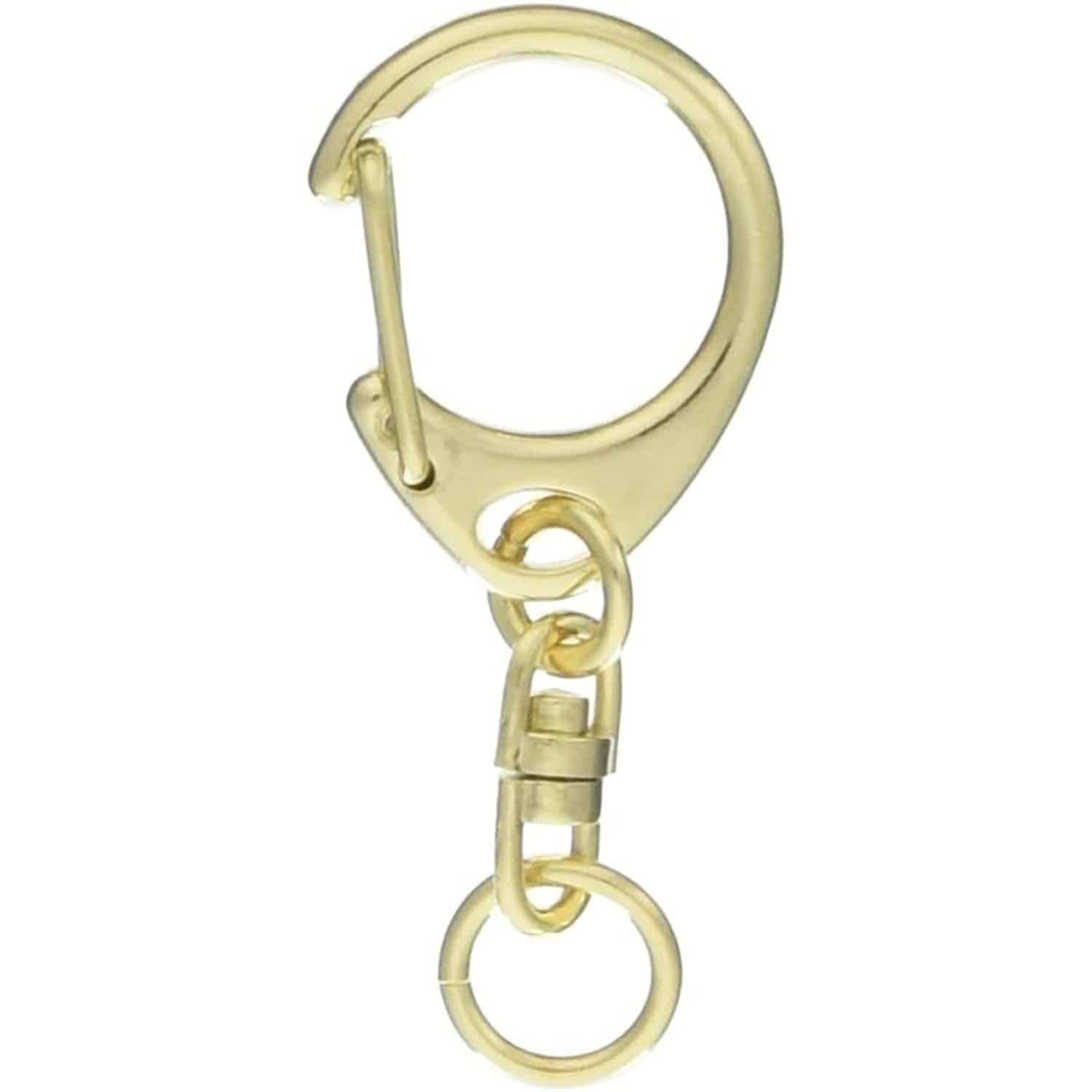 日本紐釦貿易 回転カン付きワンタッチキーホルダー金具 10個入り 全長4.5cm ゴールド KD11 (ご注文単位1束)【直送品】