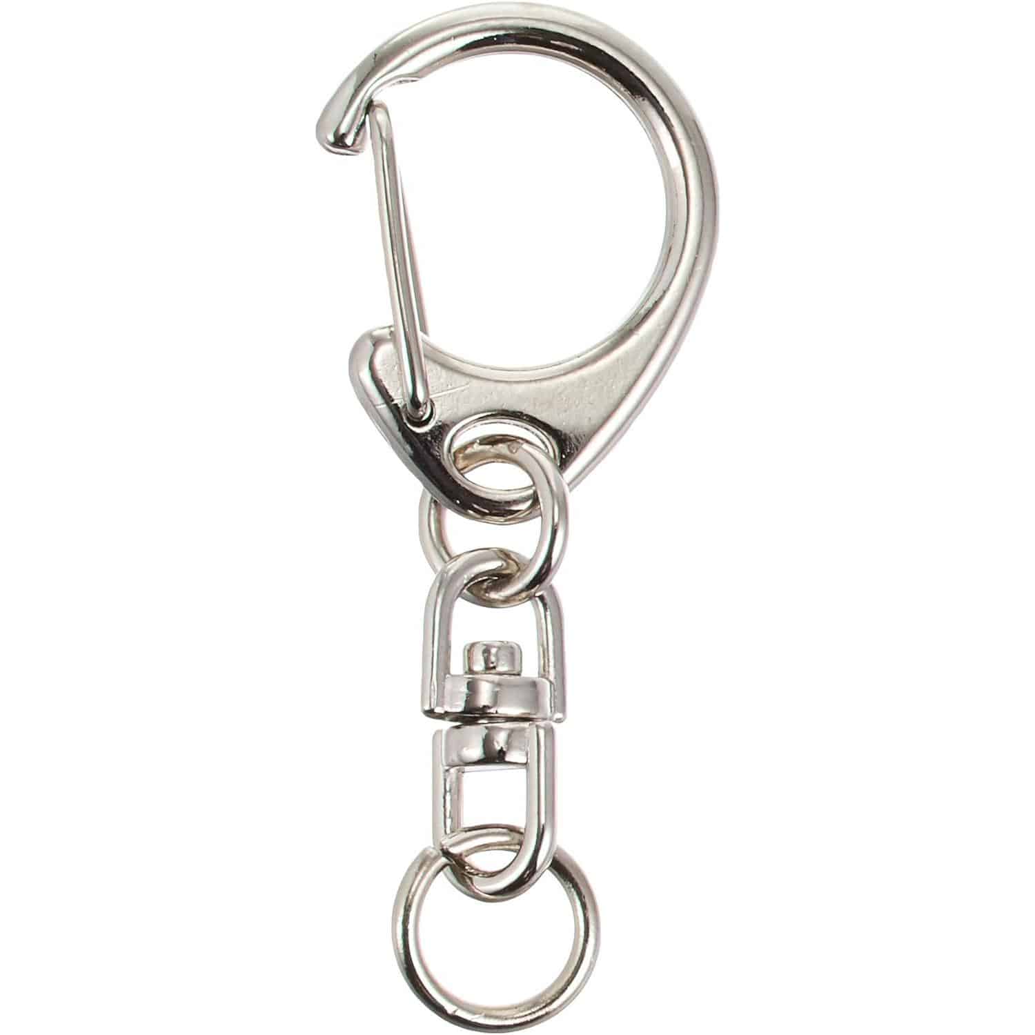 日本紐釦貿易 回転カン付きワンタッチキーホルダー金具 10個入り 全長4.5cm シルバー KD12 (ご注文単位1束)【直送品】