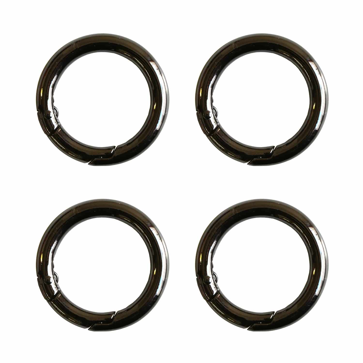 日本紐釦貿易 丸型カラビナ 36mm ブラックニッケル 4個入 S27-301 （ご注文単位1束）【直送品】