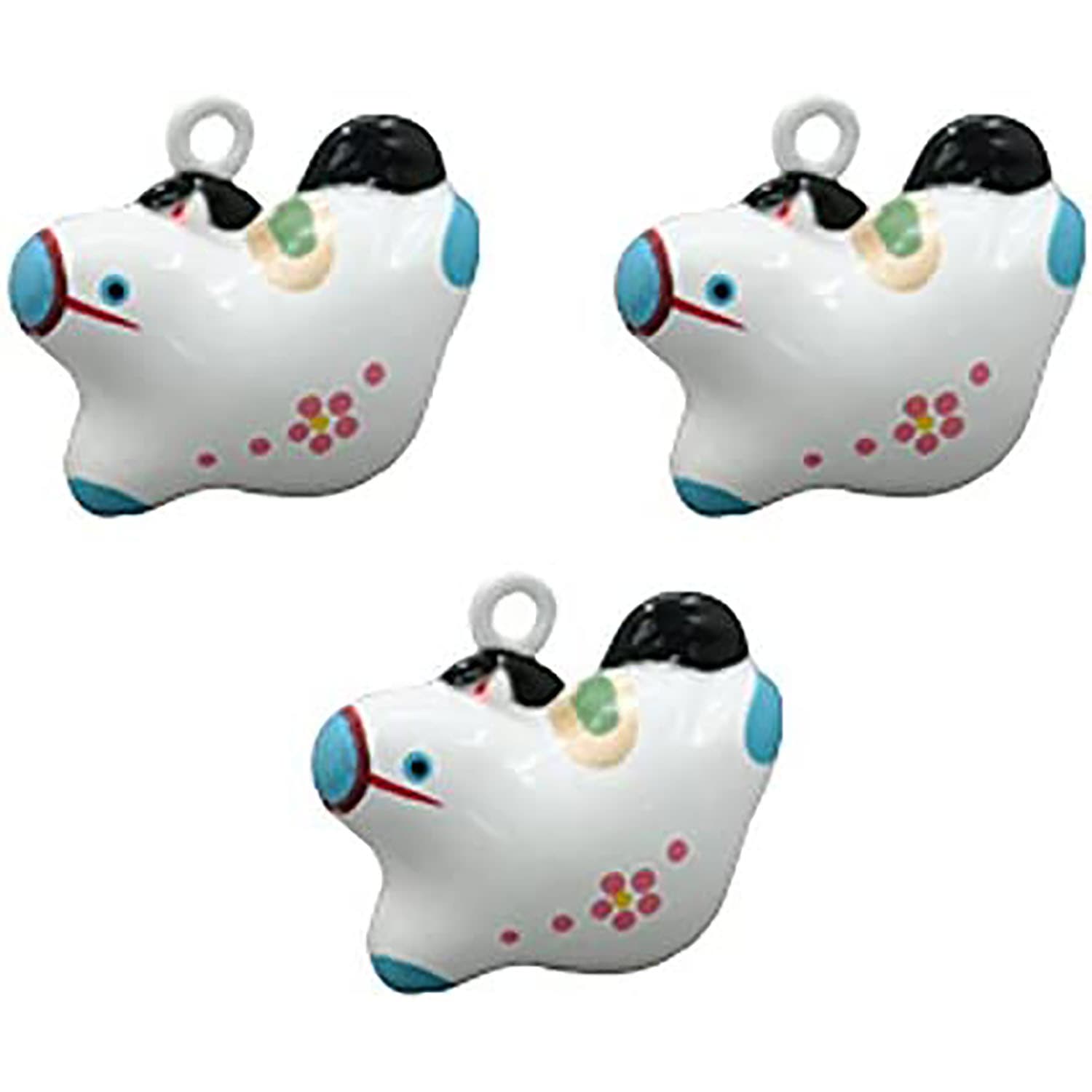 日本紐釦貿易 干支鈴 全身タイプ 3個入 ウマ 約W23×H20mm CF86 （ご注文単位1束）【直送品】