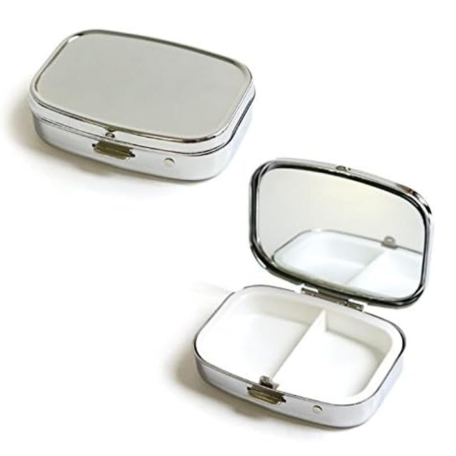 日本紐釦貿易 ピルケース 四角 鏡付き W56.5×H45mm シルバー A8-30 （ご注文単位1個）【直送品】