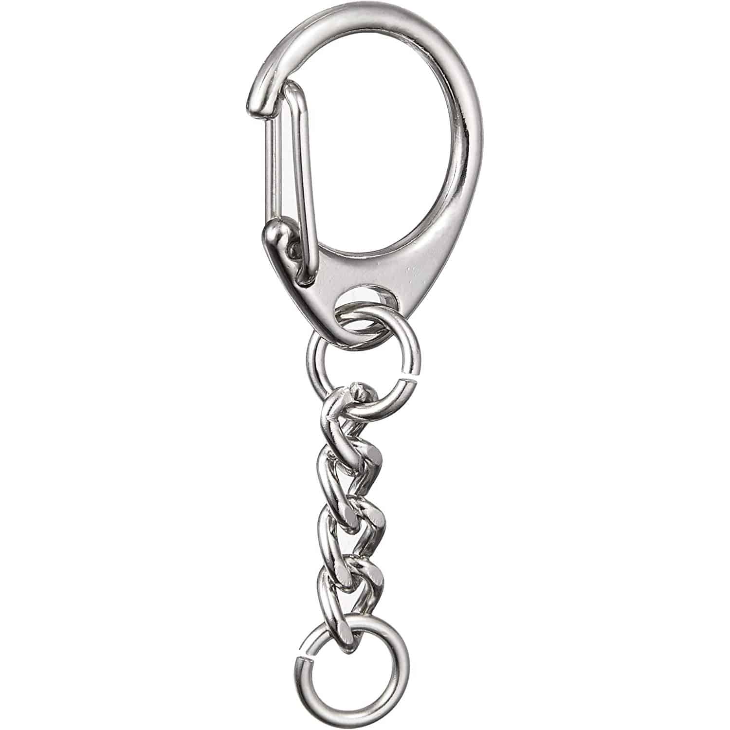 日本紐釦貿易 ワンタッチキーホルダー金具 10個入り 全長5cm シルバー KD14 （ご注文単位1束）【直送品】