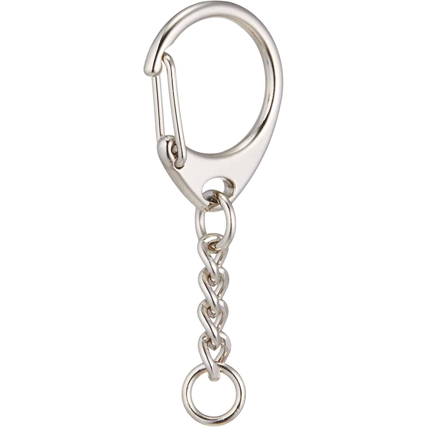 日本紐釦貿易 ワンタッチキーホルダー金具 10個入り 全長5.5cm シルバー KD16 （ご注文単位1束）【直送品】