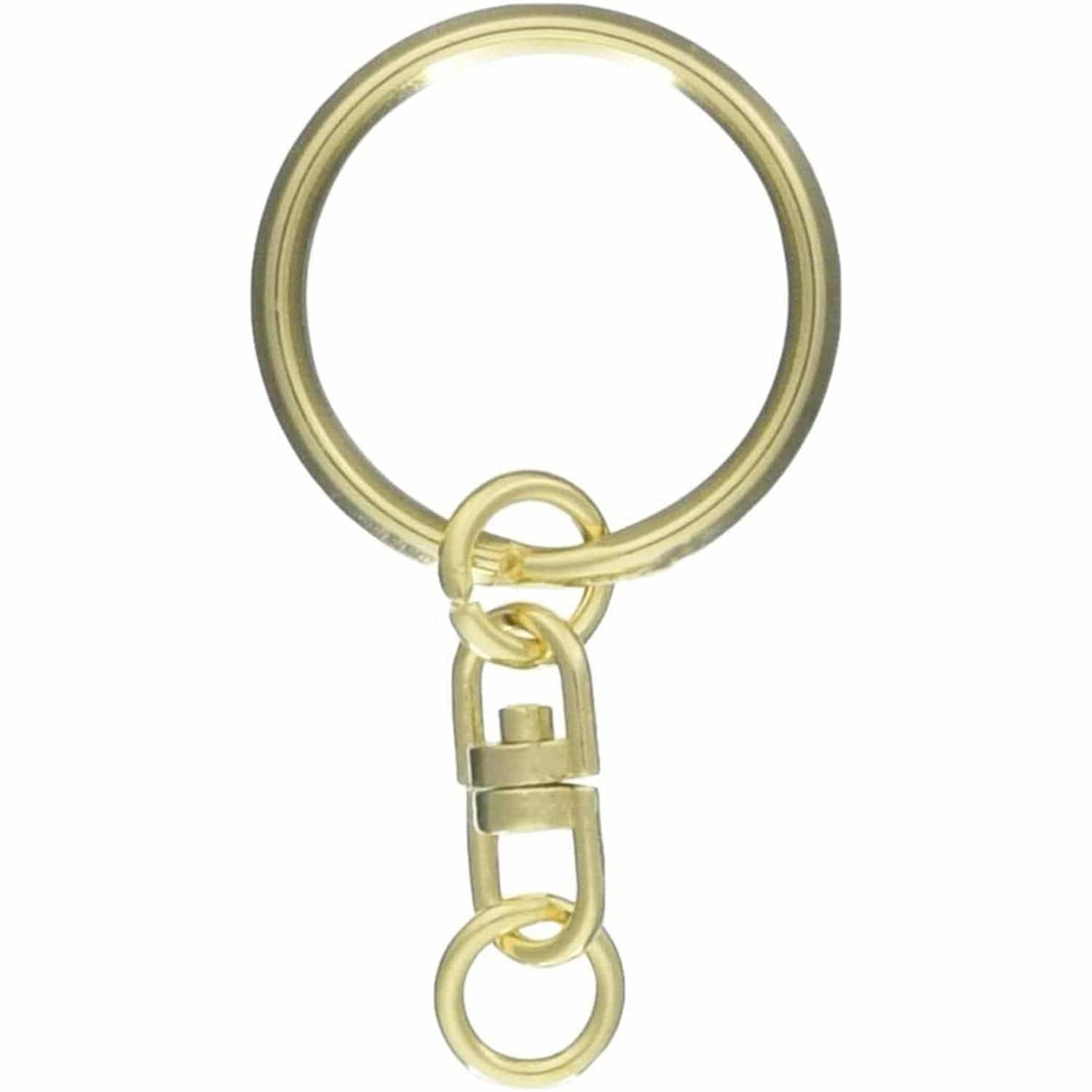 日本紐釦貿易 回転カン付きキーホルダー金具 10個入り 全長4.5cm ゴールド KD19 （ご注文単位1束）【直送品】