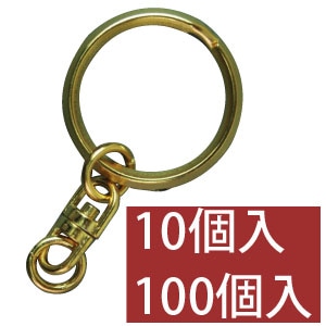 日本紐釦貿易 回転カン付きキーホルダー金具 10個入り 全長4.5cm ゴールド KD19 （ご注文単位1束）【直送品】