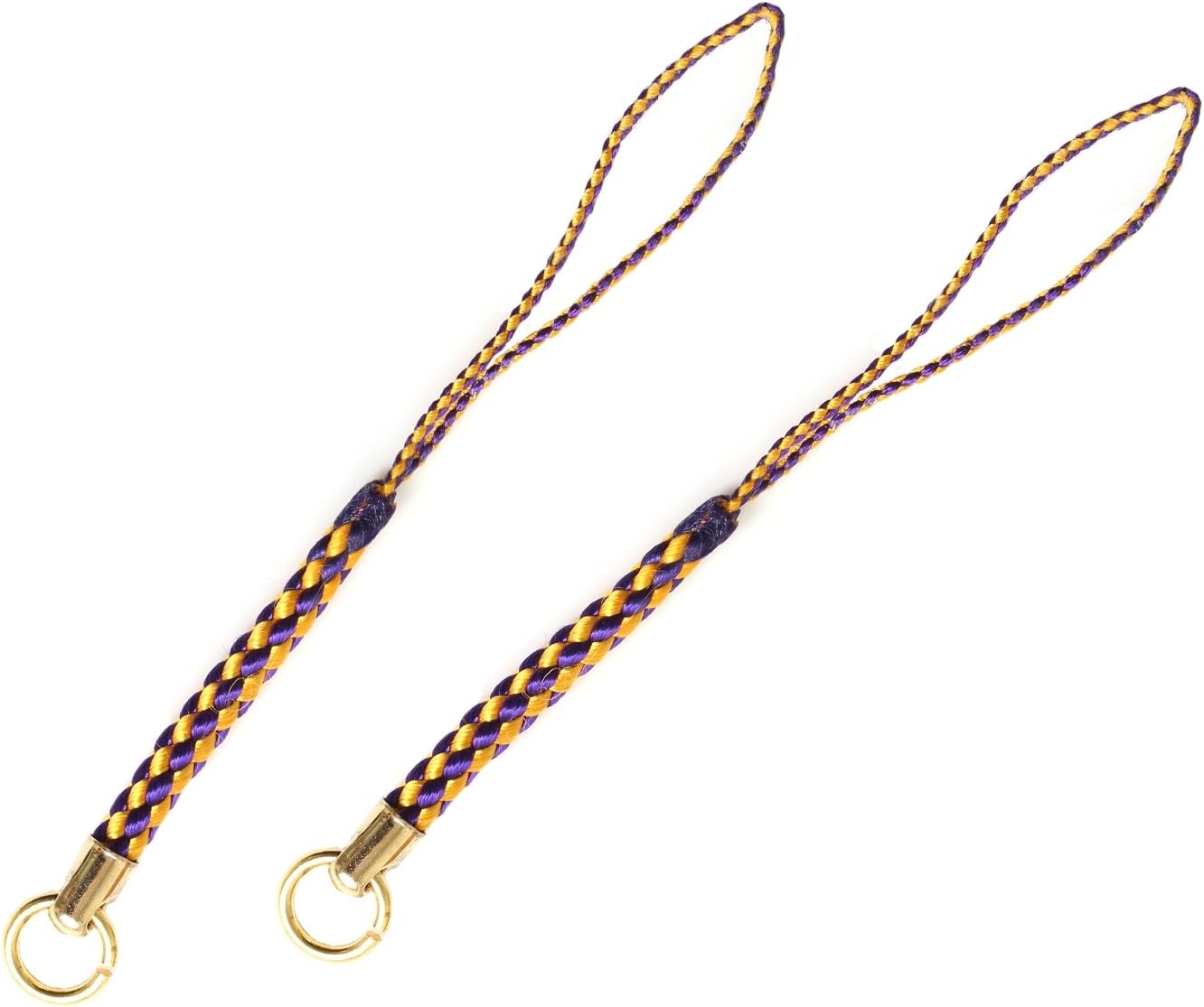日本紐釦貿易 カン付根付紐 ストラップ 8cm 100本 パープル×イエロー F1-135-100 （ご注文単位1束）【直送品】