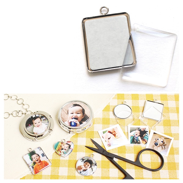 日本紐釦貿易 ポッティングシール ペンダント 長方形 シルバー 25x30mm 1個入 A8-73 （ご注文単位1束）【直送品】