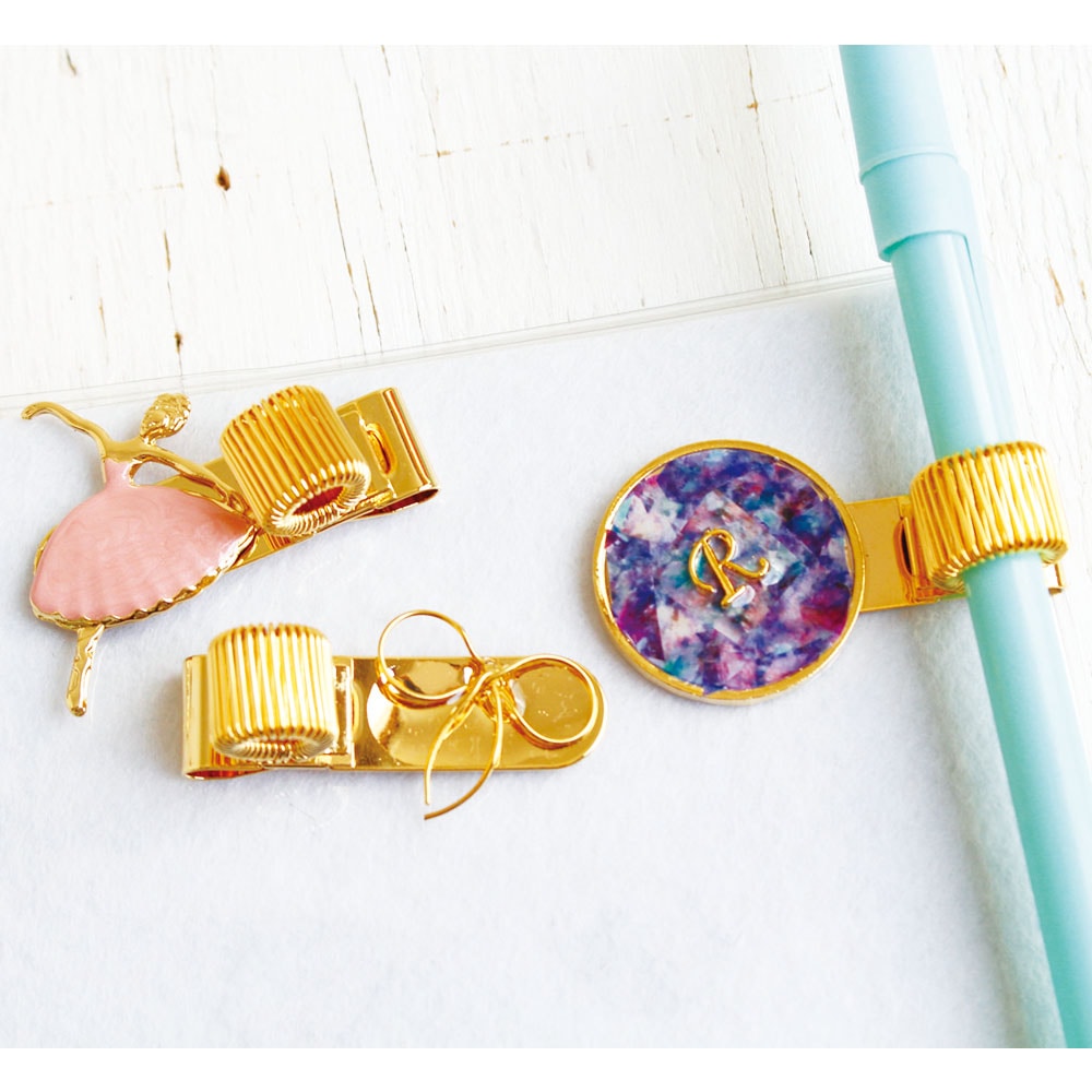 日本紐釦貿易 クリップペンホルダー W41×H11.5mm ゴールド 1個 A13-102 (ご注文単位1束)【直送品】