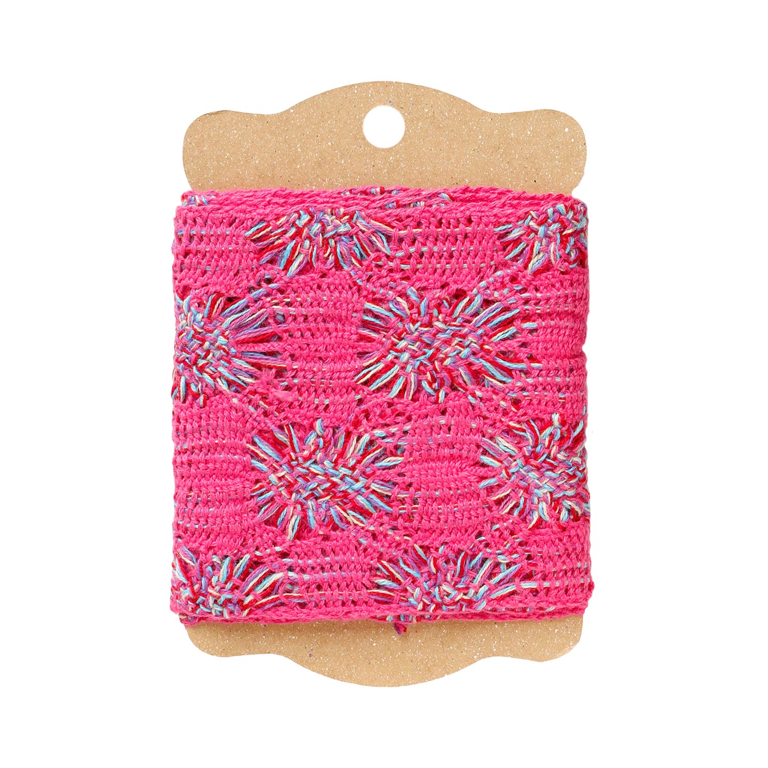 日本紐釦貿易 透かしフラワーニットリボン ローズピンク 巾約7.7cm 1m巻 FRB-RP (ご注文単位1巻)【直送品】