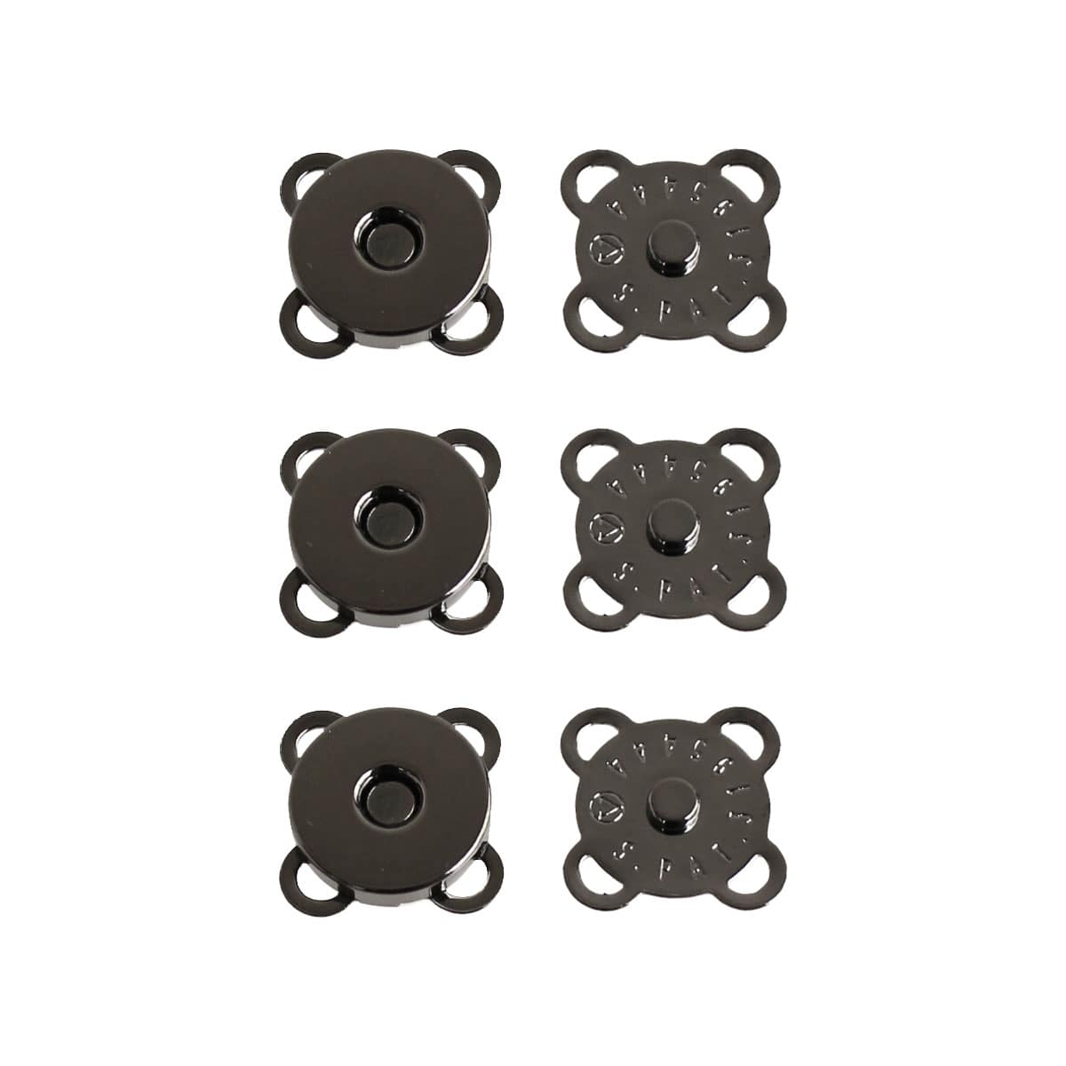 日本紐釦貿易 縫い付けマグネット ブラックニッケル φ15mm 3組 SM2-BN (ご注文単位1束)【直送品】
