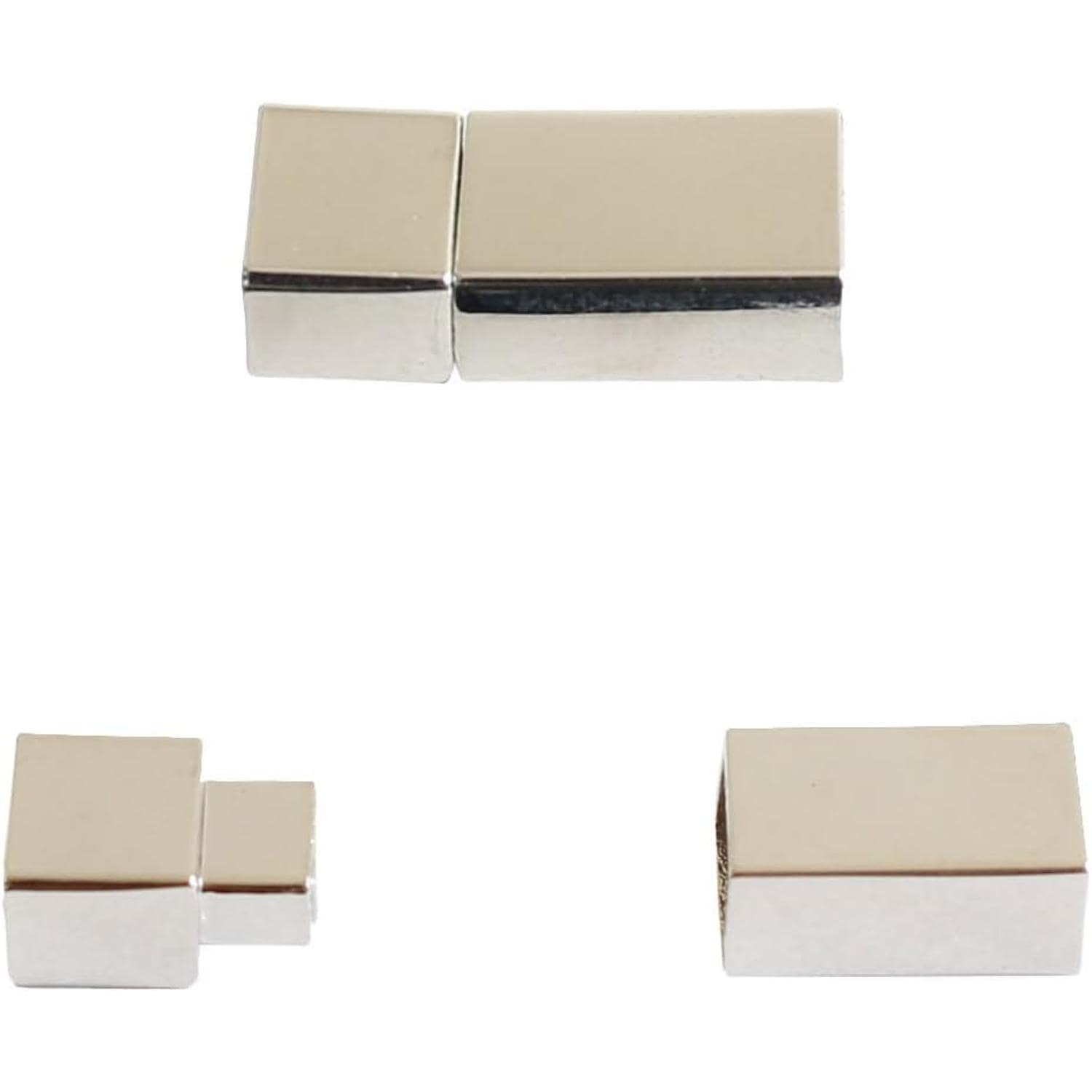 日本紐釦貿易 マグネットクラスプ 四角 平紐φ5mm用 シルバー 1組 YA006-5-S (ご注文単位1束)【直送品】