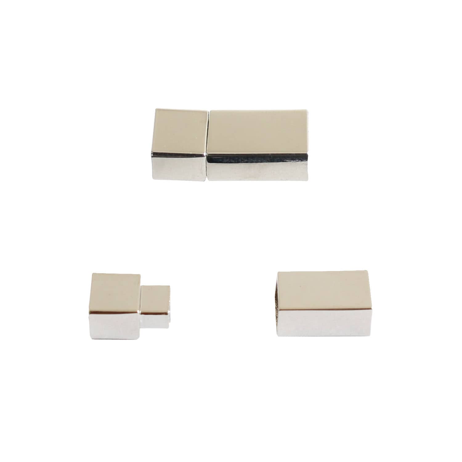 日本紐釦貿易 マグネットクラスプ 四角 平紐φ5mm用 シルバー 1組 YA006-5-S (ご注文単位1束)【直送品】