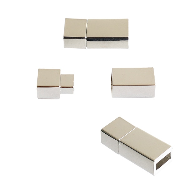 日本紐釦貿易 マグネットクラスプ 四角 平紐φ5mm用 シルバー 1組 YA006-5-S (ご注文単位1束)【直送品】