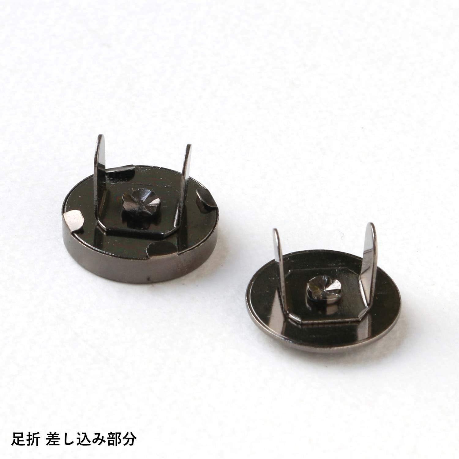 日本紐釦貿易 足折マグネットボタン 差し込みタイプ 18mm ブラックニッケル イブシ 2組入 SM12-BN (ご注文単位1束)【直送品】