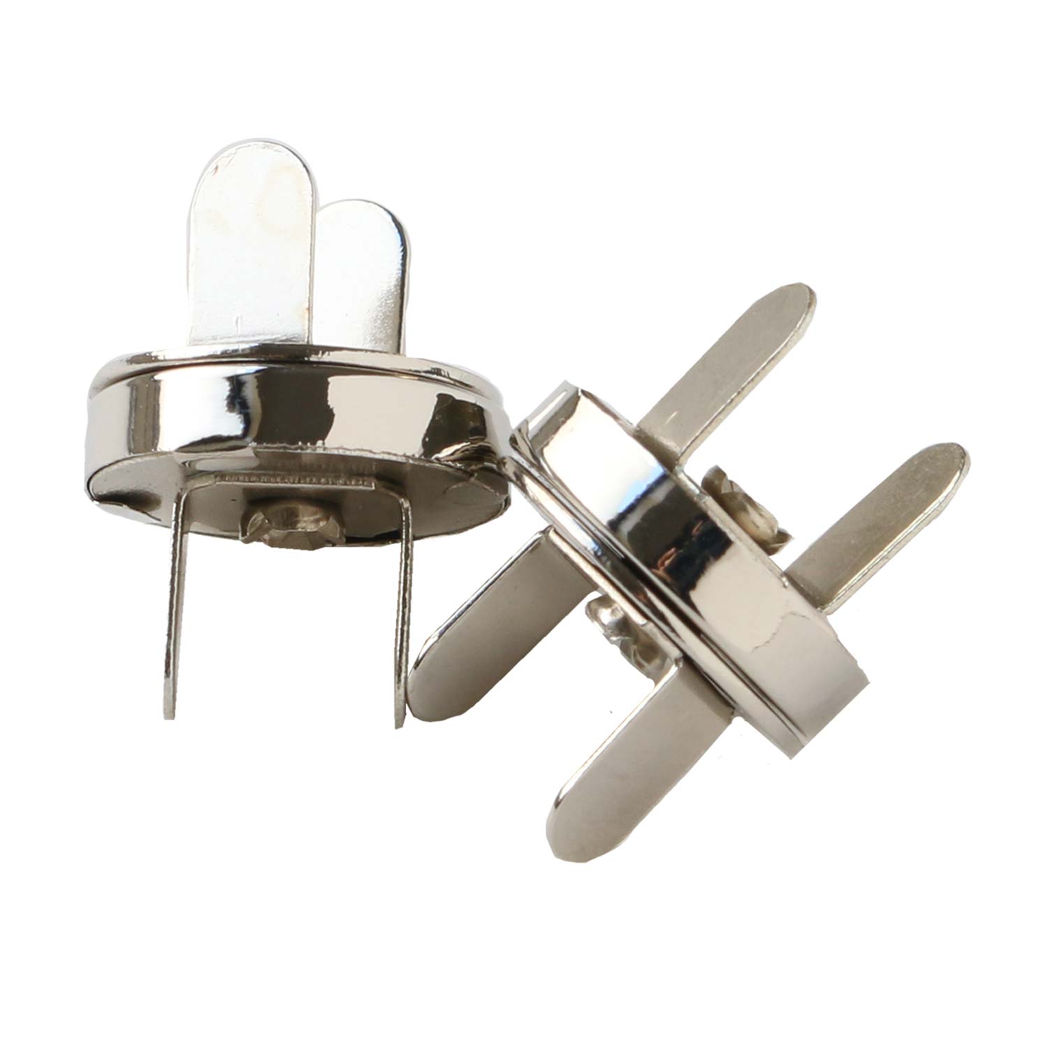 日本紐釦貿易 足折マグネットボタン 差し込みタイプ 18mm シルバー 2組入 SM12-S (ご注文単位1束)【直送品】