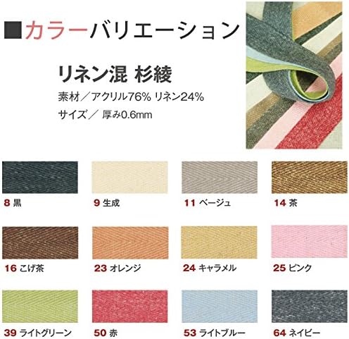 日本紐釦貿易 リネン混テープ 10mmx15m 0.6mm厚 DC7709-39 （ご注文単位1巻）【直送品】