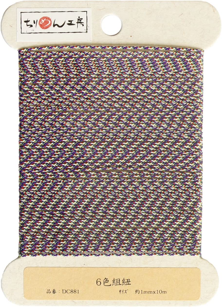 日本紐釦貿易 6色組紐 約φ1mm×10m 1巻 DC881 （ご注文単位1巻）【直送品】