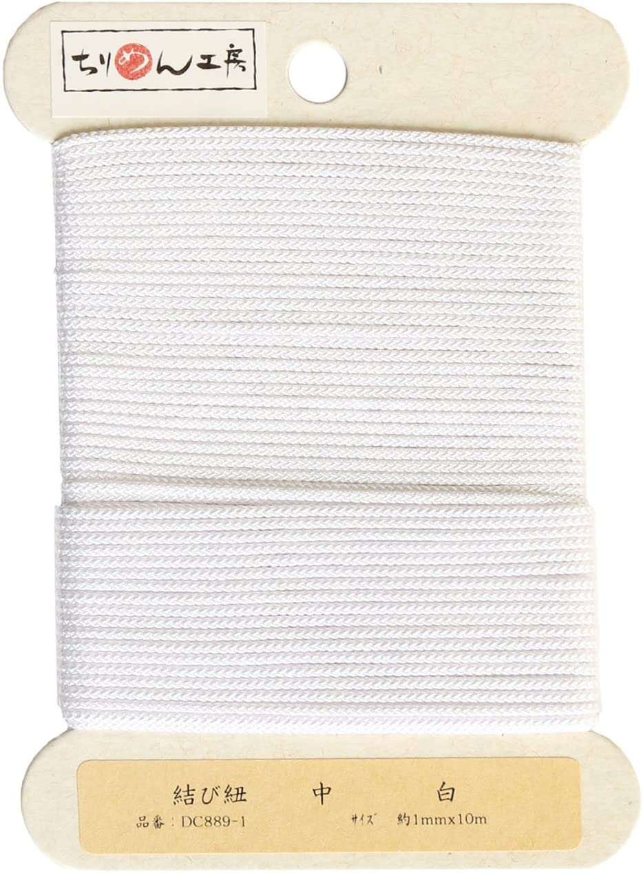 日本紐釦貿易 結び紐 白 約φ1mm×10m 1巻 DC889-1 （ご注文単位1巻）【直送品】