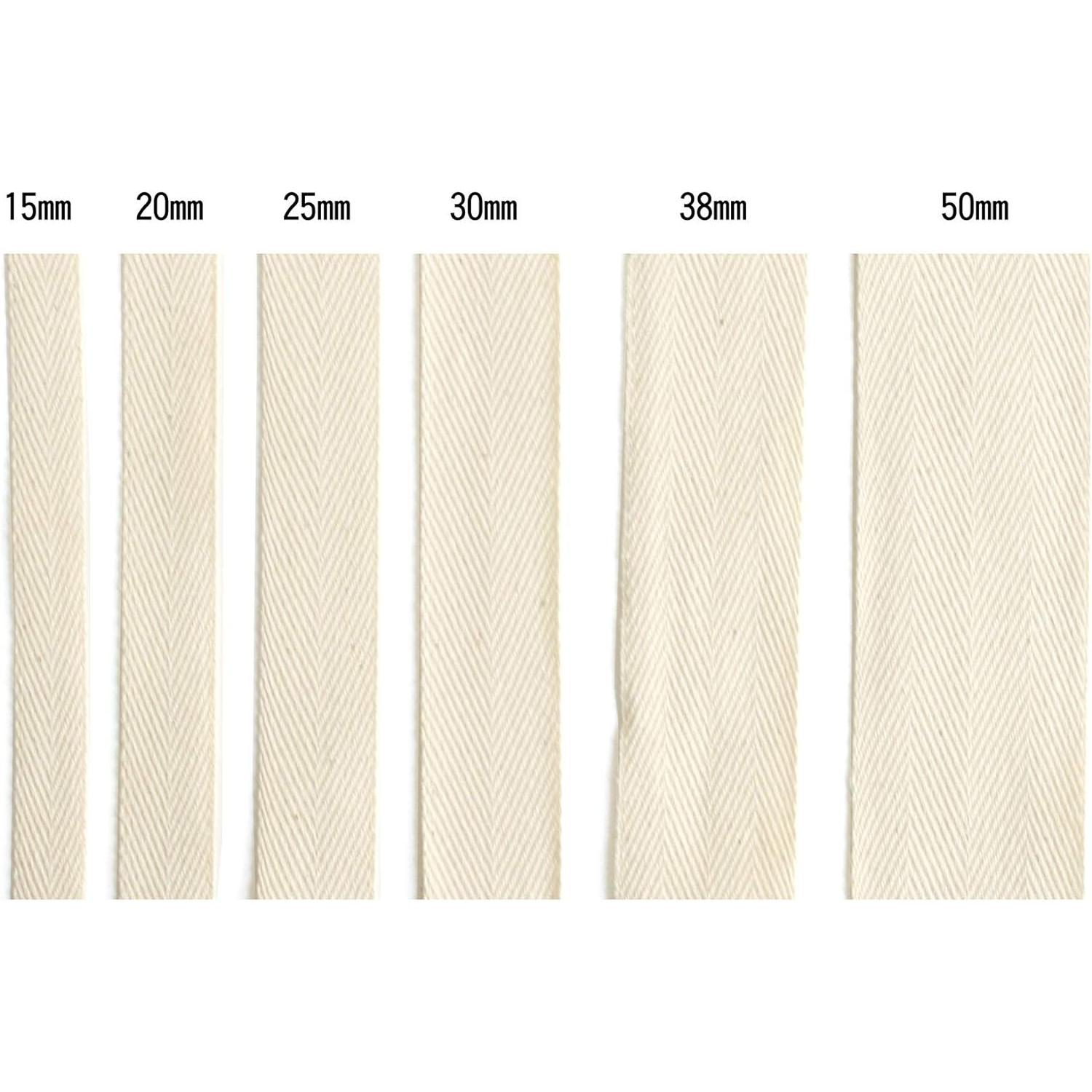 日本紐釦貿易 綿厚綾テープ(綿50・レーヨン50%) 幅15mm×50m巻 生成色 （ご注文単位1巻）【直送品】